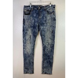 CJ BLACK Distressed Jeans Mens Sz 34x34 Skinny Flex Acid Wash Stretch Rock Punk
